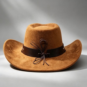 Sombrero de vaquero clásico unisex al por mayor, de tela de gamuza, ala ancha, para exteriores, estilo Fedora, sombrero de vaquero occidental de jazz personalizado unisex - Product Image 3
