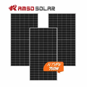 Great performance solar Module N-TYPE 700-750 watt all black mono solar panel in stock