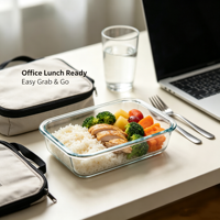 Plat de cuisson rectangulaire en verre borosilicate, durable, multi-usages, pour le stockage des aliments et la préparation des repas, idéal pour la cuisine et le réfrigérateur