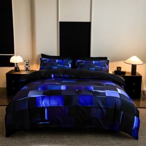 Polyester Fiber Four-Piece <b>Bed</b> <b>Set</b> <b>for</b> Home, Factory Custom, Soft and Breathable Feel, Stylish Belted Knot Pattern - Product Image 5