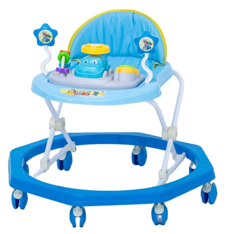 Andador de bebé 4 en 1 con forma de León, silla alta de juguete, andador de bebé redondo de dibujos animados