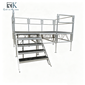 Portable <b>Aluminum</b> Stage Heavy Duty Stage Outdoor Event Stage Platform with Stairs and Guardrails - Product Image 1