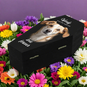 Pet Furniture Wooden Animal Coffin Box Pet Ashes Box Wood Keepsake Memorial <b>Urns</b> Pet Casket Coffin for Dogs <b>Cats</b> - Product Image 5