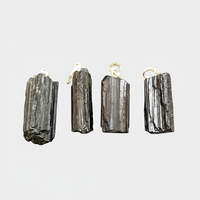 Pendentif Collier en Pierre Naturelle de Tourmaline Noire, Cristal de Quartz Brut, Fait Main, Feng Shui, Souvenir, pour la Protection Spirituelle contre les EMF
