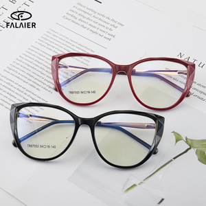 Lunettes de vue œil de chat FalaiEr, monture Tr90, anti-lumière bleue, lunettes pour femmes, monture noire dégradée C6 - Product Image 3