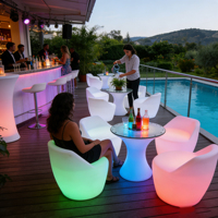 Ensemble de mobilier lumineux à télécommande sans fil 16 couleurs, table et chaises de salon chicha tendance, IP65 pour fêtes en extérieur et hôtels