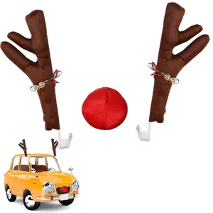 <span class=keywords><strong>Reno</strong></span> decoración alce asta <span class=keywords><strong>coche</strong></span> vehículo nariz cuerno disfraz decoración conjunto Rudolph Navidad <span class=keywords><strong>Reno</strong></span> astas nariz roja adornos 1 ud. - Product Image 6