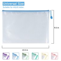 Sac de rangement en maille transparente en PVC imperméable A3 A4 A5 A6 B4 B5 pour organiser le bureau, l'école, les voyages, les documents, avec fermeture éclair