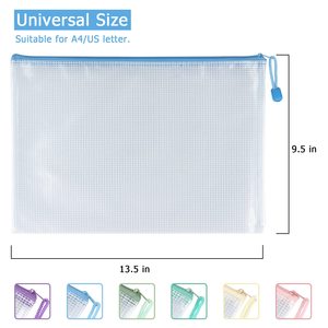 <span class=keywords><strong>Sac</strong></span> de rangement en maille transparente en PVC imperméable A3 A4 A5 A6 B4 B5 pour organiser le bureau, l'école, les voyages, les documents, avec fermeture éclair - Product Image 3