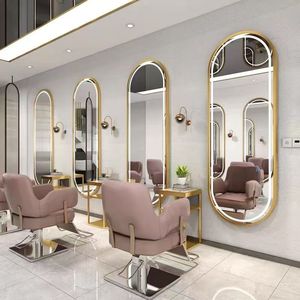 HONGTUO <b>LED</b> Salon Mirror Oval Wall Mounted Metal Frame Luxury Modern Style with Touch Switch and <b>Light</b> Up Beauty Feature - Product Image 6