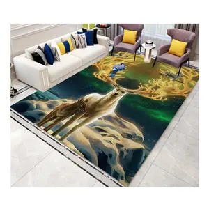 Animal print deer custom Eco-friendly rug and carpet anti slip carpet for kids play bedroom kids room