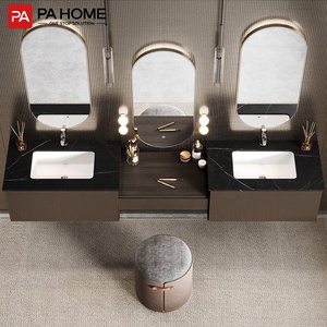 PA Hôtel Smart Mdf Armoire de toilette Étanche <span class=keywords><strong>Double</strong></span> Lavabo Salle de bain Vanité Avec Miroir Led - Product Image 2