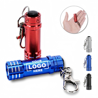 Senter LED Mini Aluminium Gantungan Kunci Logo Kustom Senter Kecil Portabel untuk Hadiah Promosi