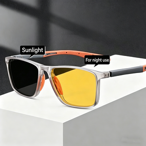 <span class=keywords><strong>Occhiali</strong></span> Fotocromatici Personalizzati Neri per Visione Notturna da Uomo, Montatura Classica Quadrata, Anti-luce Blu, Logo Personalizzato - Product Image 1