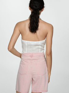 2025 Summer Casual Striped Print Colorful Wide Leg <strong>Denim</strong> <strong>Knee</strong> <strong>Length</strong> Mid Waist Bermuda <strong>Shorts</strong> for <strong>Women</strong> - Product Image 5