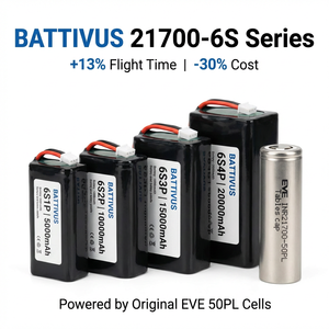 แบตเตอรี่ลิเธียม Battivus 12S 14S 24S HV 21700 Full Tab 50PL Smart 24000mah ชุดแบตเตอรี่ 30000mAh 25C สำหรับโดรนพ่นยาทางการเกษตร - Product Image 3