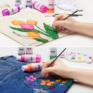 Juego de <span class=keywords><strong>Pintura</strong></span> Textil <span class=keywords><strong>para</strong></span> Ropa, Veinte Colores, <span class=keywords><strong>Pintura</strong></span> Textil Permanente con Pinceles, Paleta, Suministros de Arte DIY - Product Image 4