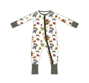 Conjunto <span class=keywords><strong>de</strong></span> <span class=keywords><strong>Pijama</strong></span> Informal Estilo Vaquero Occidental <span class=keywords><strong>de</strong></span> Bambú y Algodón para Niñas, Mameluco para Bebé - Product Image 3