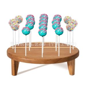 Support à desserts en bois, plateau de présentation de bonbons pour enfants, présentoir de comptoir, support pour sucettes, base de présentation, présentoir à bonbons rond en bois massif - Product Image 5