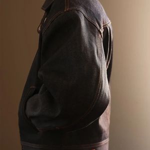 OEM Custom Wholesale Vintage <b>Black</b> Denim <b>Jacket</b> Mens High Collar Trucker <b>Jacket</b> Workwear Style Casual <b>Jean</b> Outerwear - Product Image 4