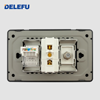 Prise murale DELEFU de type C USB pour ordinateur, série panneau noir en acier inoxydable, norme italienne