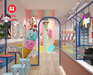 Modern Ice Cream Showcase Chic Sweet <b>Shop</b> Layout Design Custom Display Counter with Refrigerated Compartment - Product Image 2