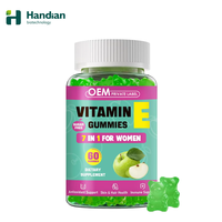 Gummy Vitamin E Alami untuk Dewasa, Antioksidan, 400 IU, dengan Seng, Silika, Biotin, Asam Hialuronat, Rasa Buah, untuk Mendukung Kesehatan Rambut dan Kulit (Grosir)