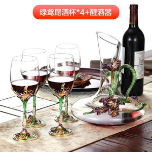 Juego de Copas de Vino Tinto de Cristal Verde de Lujo, Elegantes Copas de Esmalte con Caja de Regalo para Bodas - Product Image 3