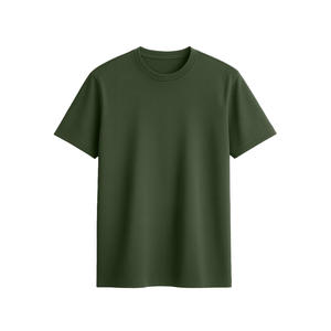 Camiseta de punto de algodón para hombre, cuello redondo, peso medio, suave, ajuste regular, sin etiqueta, costuras de hombro reforzadas, ecológica - Product Image 1