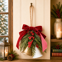 Décoration de Noël Premium : Nouvelles clochettes brillantes blanches et dorées avec nœud en velours – Fournisseur en gros