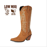 CHENO 2026 Nouvelle Collection Automne Hiver – Bottes Western Vintage en Daim Brodé Montantes pour Femme, Style Cowboy/Cowgirl – Nouvelle Marque