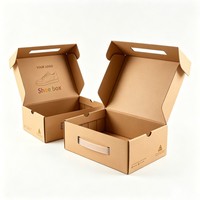 Caja de Embalaje Vacía al por Mayor con Logotipo para Zapatos y Ropa, Caja de Embalaje Corrugada Ecológica, Cajas de Papel Portátiles con Asa