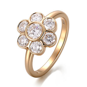 Bague de fiançailles en or massif 18K 14K 10K, bijoux personnalisés, diamant de laboratoire rond taille IGl, VVS, bague de mariage de luxe pour femme - Product Image 1