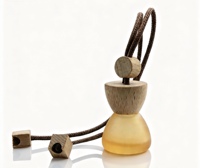 Bouteille de parfum conique en verre de 8 ml pour voiture, diffuseur de parfum vide à suspendre avec bouchon en bois, contenant de parfum en gros
