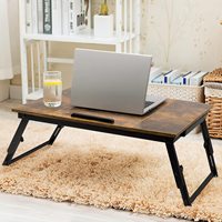 Table de lit pour ordinateur portable Combohome en bambou, table réglable avec plateau inclinable, pieds pliables et tiroir, table d'étude pour lit