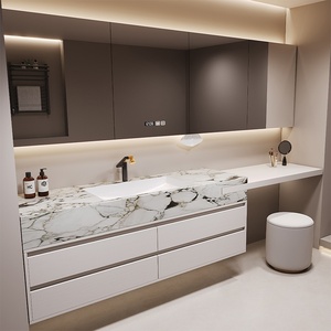 Hiện đại tối giản sang trọng rắn gỗ tủ phòng tắm, gương thông minh và bàn trang điểm thiết lập - Product Image 5