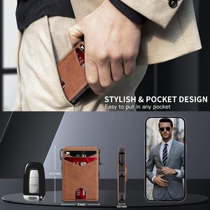 Cartera Minimalista <span class=keywords><strong>de</strong></span> Cuero PU para Hombre, Tarjetero, Antirrobo, RFID, Multifuncional, con Compartimento para AirTag - Product Image 5
