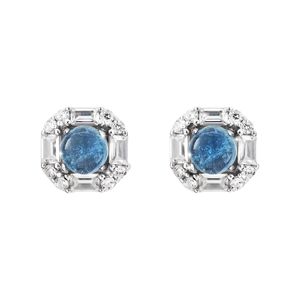 Stud Earrings S925 Silver Aquamarine Geometric Design Claw Setting For Women Men Fashion Jewelry Gift - Product Image 1