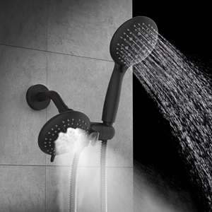 Robinet de douche à double tête à 3 voies haute pression avec 35 réglages, noir mat, avec vanne de fixation - Product Image 3