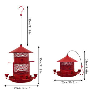 Mangeoire suspendue d'extérieur en acier inoxydable écologique, étanche IPX5, carrée, anti-oiseaux et anti-écureuils, motif uni, 2L/3.5L - Product Image 6