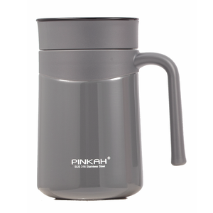 PINKAH-<span class=keywords><strong>taza</strong></span> de té de acero inoxidable 304 de doble pared, aislamiento al vacío, a prueba de fugas, reutilizable, con mango, 380ml, 12oz - Product Image 1