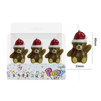 Bougie d'anniversaire artisanale en forme d'ours 3D, bougie d'anniversaire pour enfants, décoration de gâteau de Noël