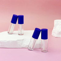 Nouveau mini tube de rouge à lèvres bleu mignon, emballage cosmétique vide, flacon ABS, conteneur de brillant à lèvres, sérigraphie, bouchon à clapet PET