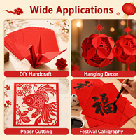 Feuilles de papier rouge chinois format A4, 100 feuilles, 7 tailles pour la décoration de fenêtres, les loisirs créatifs, les mariages, l'artisanat, YUCHEN