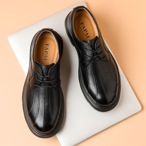 Chaussures pour hommes en cuir véritable, style business décontracté - Nouvelle collection Printemps 2026, style britannique à bout rond, chaussures de mariage - Style amélioré - Product Image 6