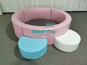 Équipement de jeu souple sur le thème de l'or et du brun, fosse à balles ronde avec escaliers, fosse à balles fleurie pour enfants - Product Image 6