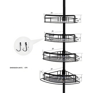 Estante de Ducha Telescópico de 4 Niveles, Ajustable, de Acero al Carbono, Organizador de Baño, Soporte para Ducha - Product Image 4