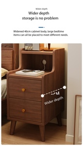 Nuovo Comodino in Stile Cinese con <span class=keywords><strong>2</strong></span> Cassetti e Ripiano Aperto, Tavolino da Notte Ecologico per Camera da Letto con Porta di Ricarica - Product Image 5