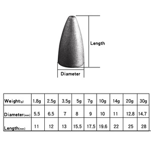 ตะกั่วตกปลาทรงกระสุน 2.5 กรัม อุปกรณ์เสริมสำหรับตกปลาทะเลที่ทนทาน - Product Image 2