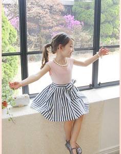 Ropa Infantil al por Mayor, Vestido de Fiesta a Rayas de Manga Corta con Lazo, de Algodón para Niñas Bebés, de Proveedor Chino - Product Image 3
